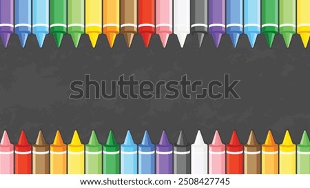 A set of crayon on chalkboard background. Chalkboard with set of crayon. Back to school. Isolate vector illustration.