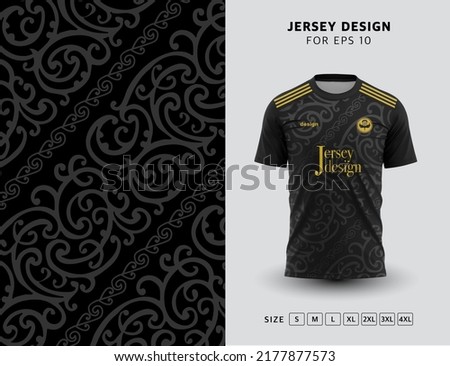 Football Black Gold Maori Jersey Design Template Maori Pattern Round neck