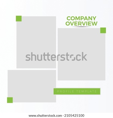 Social media post with 3 images collage green and grey color. vector template.
 商業照片 © 