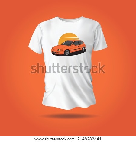 T-shirt design with honda civic hatchback vector. template illustration