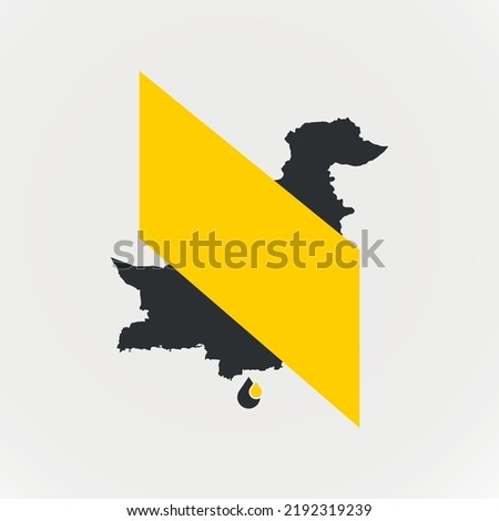 pakistan map with yellow shape and oil drop isolated on grey background vector template