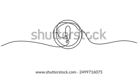 Exclamation mark in continuous line drawing style on white background. Line drawing of an exclamation mark in a circle. Vector illustration. Attention abstract background