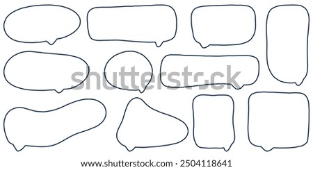 Collection of empty word bubbles outline on transparent background in doodle style. Comic tooltip for text. Retro empty comic bubble. Vector illustration