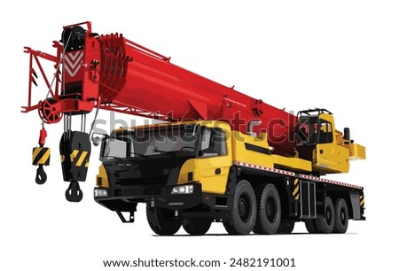 truck crane art design vector template power big truck yellow heavy hydraulic car cargo work industry load hook 
