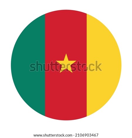 Icon round in vector flag of Cameroon