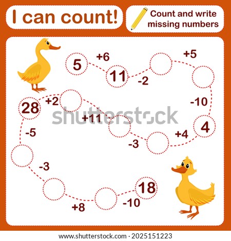 vector illustration of a children's math game on the topic I can count. Mathematical examples for addition and subtraction in the form of a game