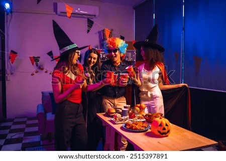 Similar – Image, Stock Photo Black woman enjoying fries and burger in restaurant