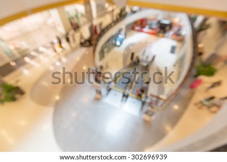 Blurred structure and bokeh in shopping mall building