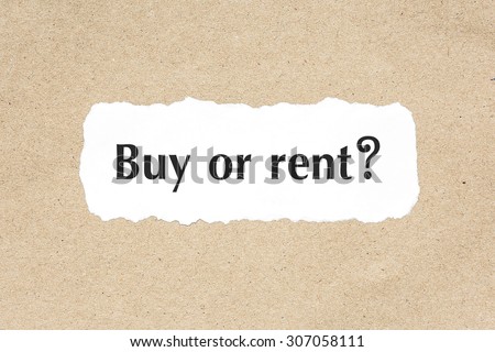 Buy or rent word on white ripped paper on brown document texture