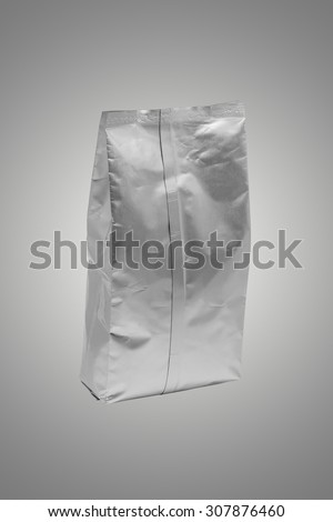 White foil blank package bag on background (with Clipping Path)