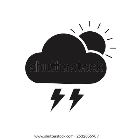 A dynamic and eye-catching illustration of a weather icon symbolizing a partly cloudy day with the potential for sudden storms. The icon's bold lines and contrasting shapes create a sense of energy 