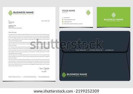 CPM or UPM leaf logo with stationery and business card designs