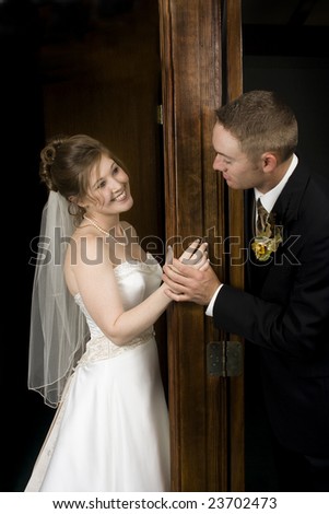 Bride and groom seeing each other for the first time