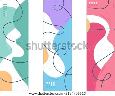 Bookmark design. Paper book mark template. Abstract pattern style book separator. Decorative bookmark set. Baby bookmark design for book, notepad. Bookmark banner texture. Vector illustration.