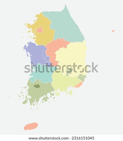 South Korea map vector illustration on white background. Map have all province and mark the capital city of South Korea.