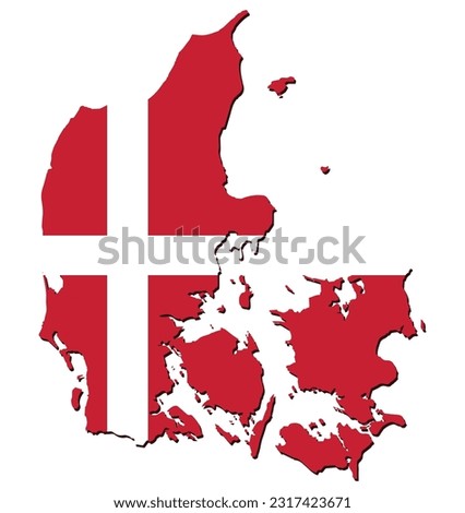 Map of Denmark filled with flag of the state.
