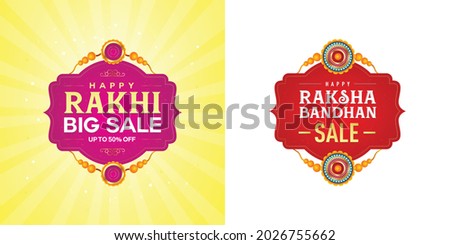 Happy Rakhi Big Sale logo Design, Creative Illustration, Sale Banner, Poster, Offer Tag, Sticker, Rakhi, Symbol, Sign, Traditional Unit, Indian festival of Raksha Bandhan celebration. ストックフォト © 
