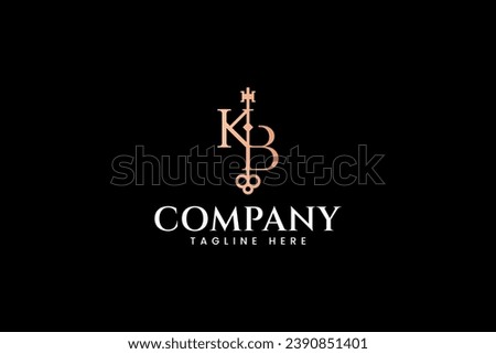 K B initial with classic key shape  elegant logo design for real estate and property company