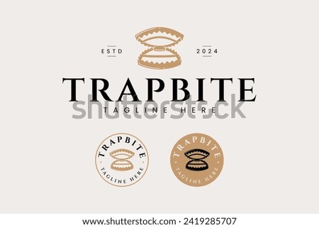 set of hunting logo design template with bite trap symbol vector for outdoor adventure hunt sports club brand identity