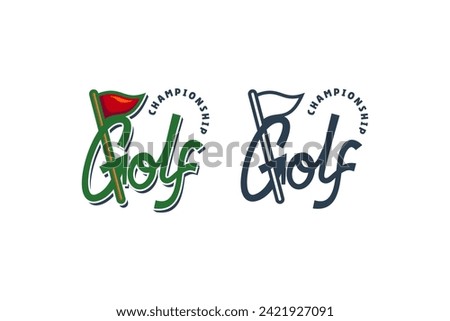 golf flag sport wordmark logo design for golf sport club team hobby 