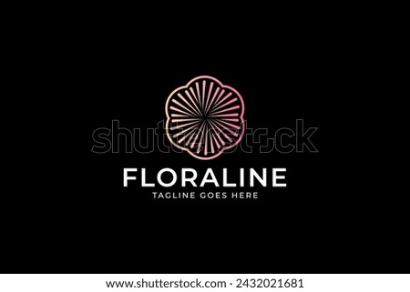 pink flower with sunburst line elegant logo for fashion ornate jewelry company business