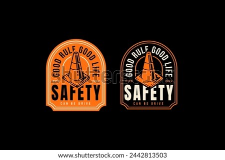 safety cone traffic sign badge logo design for automotive, garage, adventure and racing