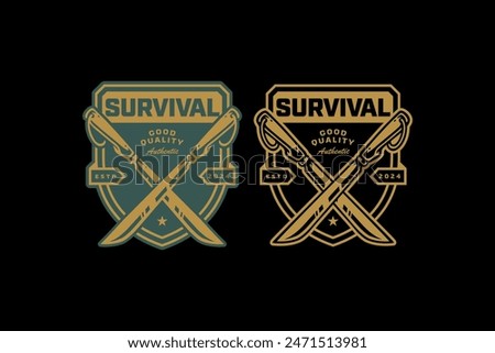 machete knife blade logo design for wildlife adventure and survival kit sport business