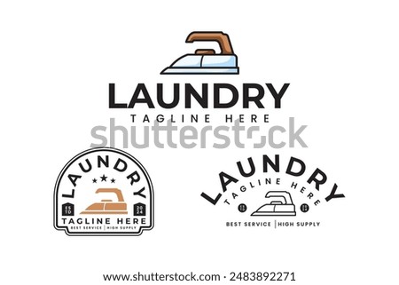 Iron set logo design. Electric iron icon symbol logo. Iron press logo for laundry, clean wash, clean care business