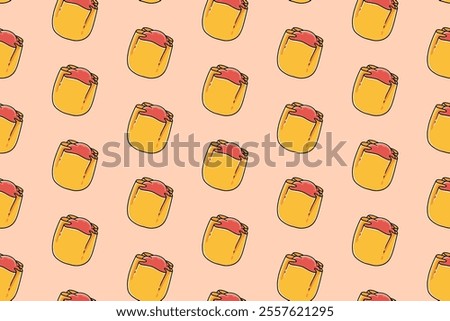 shumai chinese dumpling illustration seamless pattern on pink background for restaurant and cafe decor and merchandise. seamless pattern of shumai chinese dim sum vector background 