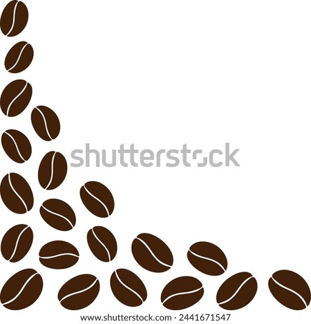 Bottom corner frame border of coffee beans in trendy dark brown Copy space. Greetings design concept