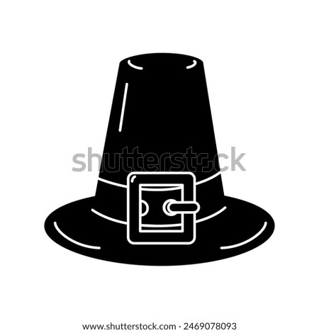 Pilgrim Hat Classic Symbol of Thanksgiving Silhouette drawning Black and white Logo Icon design idea