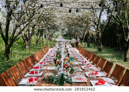 wedding table appointments in garden