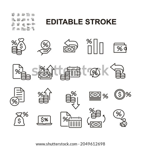 Simple Set Of Tax Related Vector Line Icons. Contains such as Money Statements, Interest Rates, SPT and many more. Editable Strokes. Ep 10.