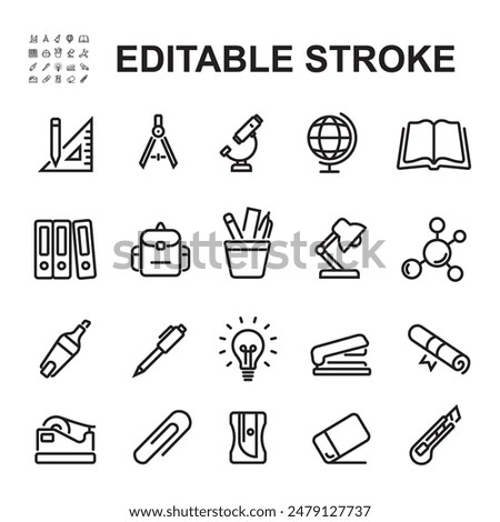 Simple set of Stationery office supply related Vector Line Icons. 