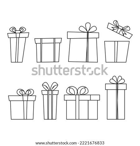 set of outline gift boxes collection