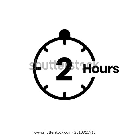 2 hours clock sign icon. service opening hours, work time or delivery service time symbol, vector illustration isolated on white background