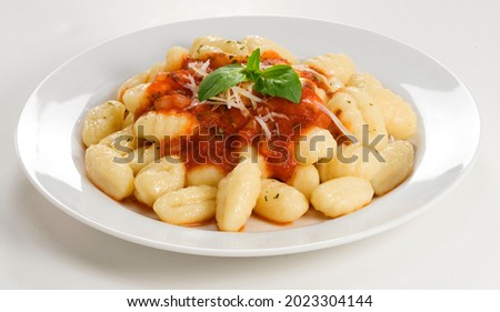 Similar – Foto Bild Gnocchi mit Tomatensauce und Parmigiano auf einem Teller.