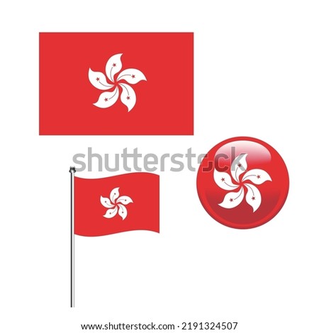Flag Illustrations of Hong Kong on white background. Hong Kong set of vector design elements for your infographics.
