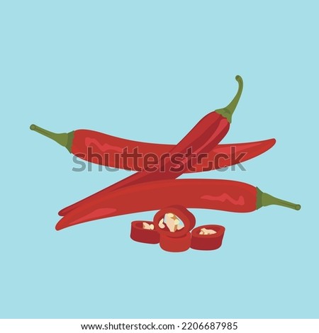 Set with Red hot chili peppers, pieces of pepper, seeds of pepper. Food background. Spicy seasoning of natural. Spices for Flat vegetables, Vegan, farm.