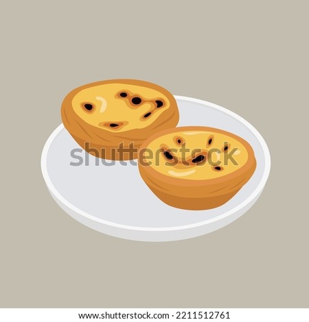 Portuguese Egg Tart - Pastel de nata which is Dim sum dessert. Egg tart in cantonese style. Popular Asian dessert and Traditional portuguese pastry.