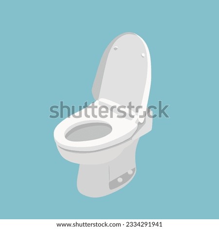 Toilet cleaning linear icon. New ceramic toilet bowl with Simple flat cartoon vector illustration. Clean Toilet bowl in bathroom interior decoration. Realistic white home toilet in top and side view.