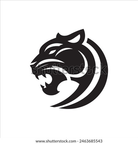 panther modern logo design black and white color 