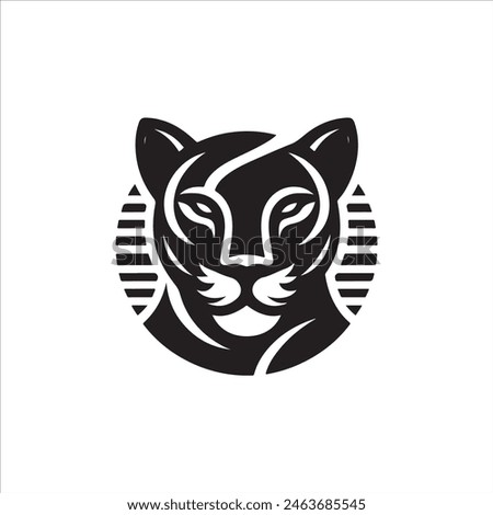 panther modern logo design black and white color 