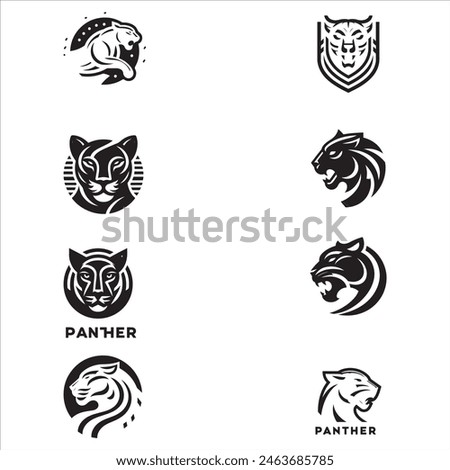 set of panther modern logo design black and white color 