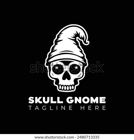 skull with gnome vector logo design template 