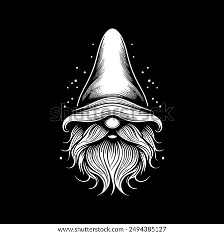 gnome vector art illustration silhouette logo design black and white 