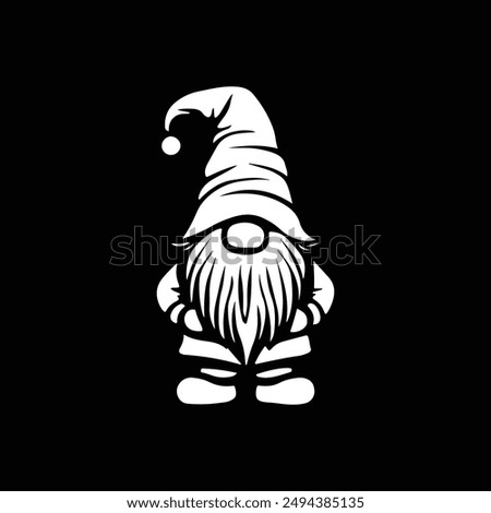 gnome vector art illustration silhouette logo design black and white 