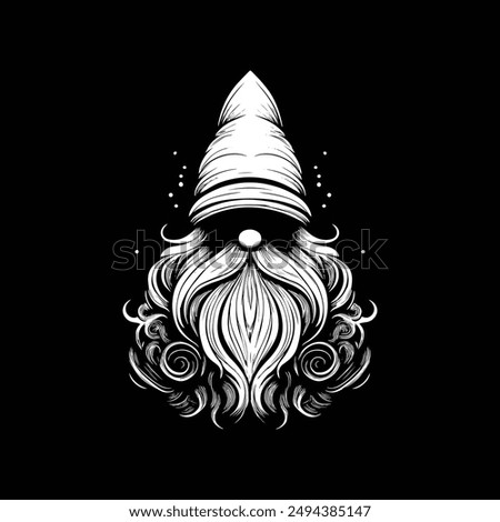 gnome vector art illustration silhouette logo design black and white 