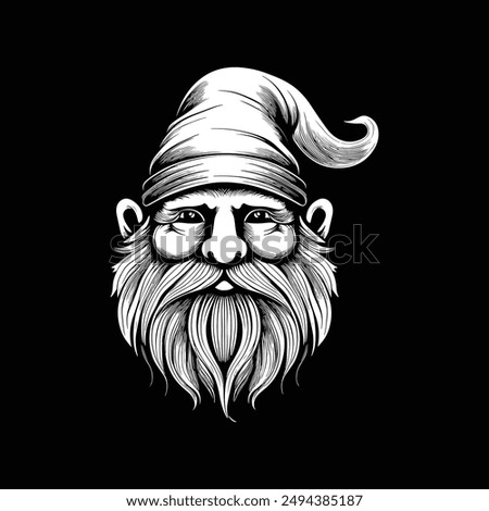 gnome vector art illustration silhouette logo design black and white 