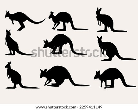kangaroo silhouette vector illustration collection,kangaroo clipart set